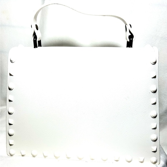 White Studded Jelly Rubber Purse bag detach shoulder strap adjustable Crossbody - Picture 3 of 8